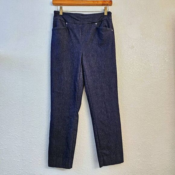 NWOT Hilary Radley Navy Blue Stretch Pants: Classic Effortless Comfy Workwear - Picture 1 of 4